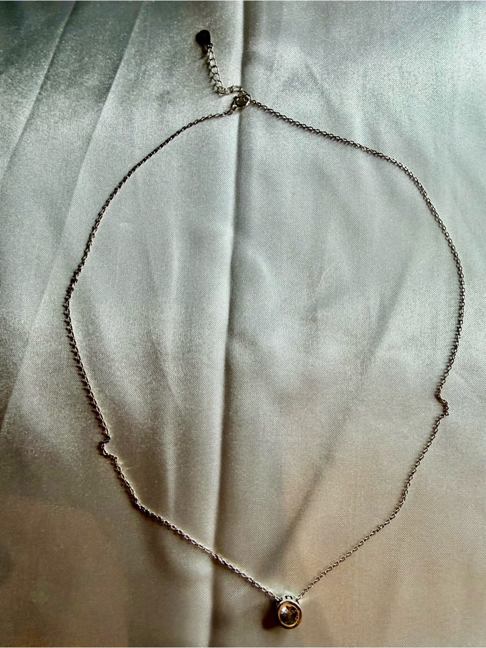 Classic Silver Necklace with Clear Round Crystal Pendant